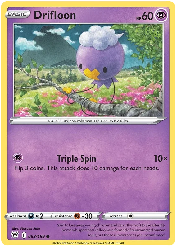 Drifloon Base Card #063/189 2022 Sword & Shield Astral Radiance Pokemon Card