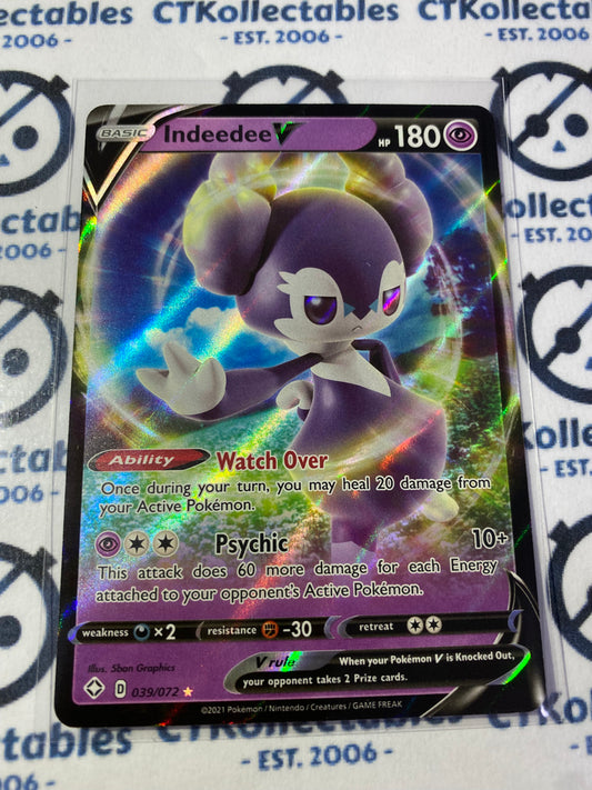 Indeedee V 039/072 Ultra Rare Shining Fates Pokemon Card