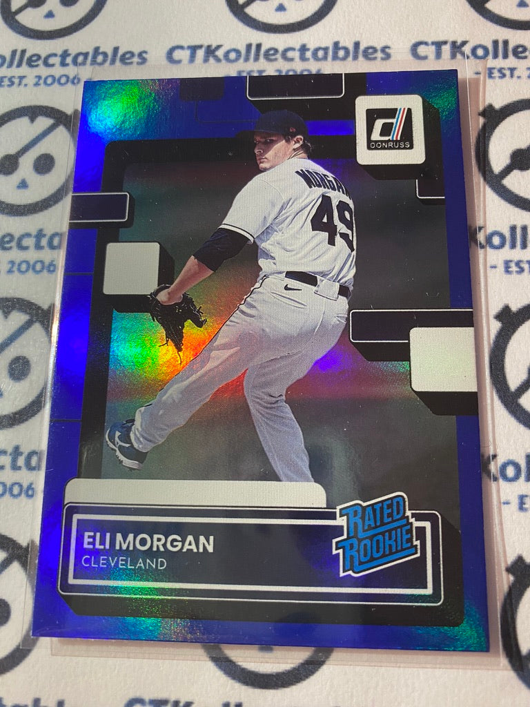 2022 Panini Donruss Baseball Eli Morgan Rated Rookie Blue Foil #79 Cleveland