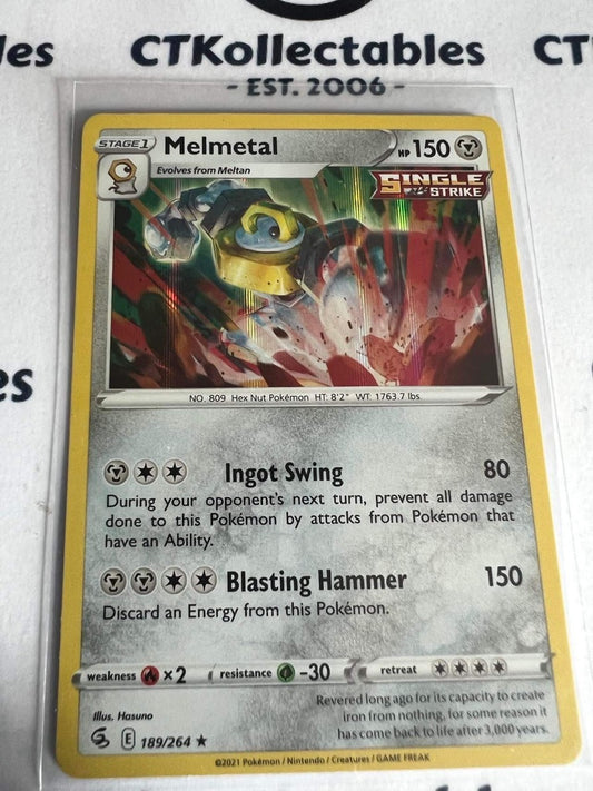 Melmetal Holo Rare Card #189/264 2021 Sword & Shield Fusion Strike Pokemon Card