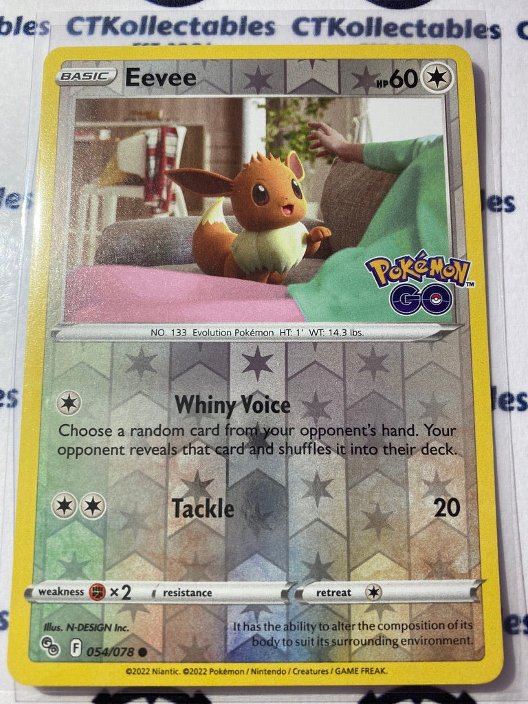 Eevee Reverse Holo Card #054/078 2022 Sword & Shield Pokemon Go Pokemon Card
