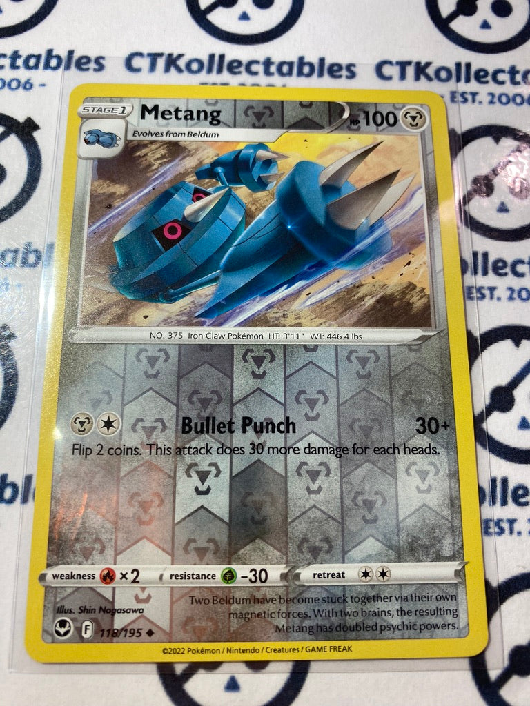 Metang Reverse Holo #118/195 2022 Sword & Shield Silver Tempest Pokemon Card