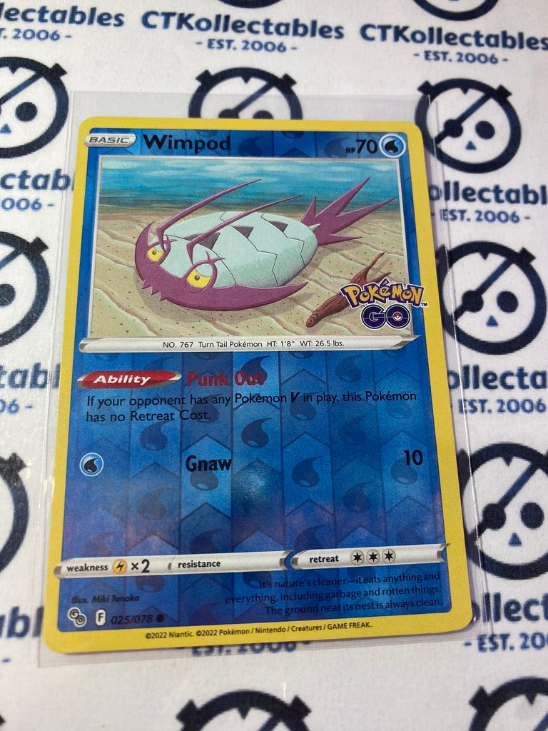 Wimpod Reverse Holo Card #025/078 2022 Sword & Shield Pokemon Go Pokemon Card