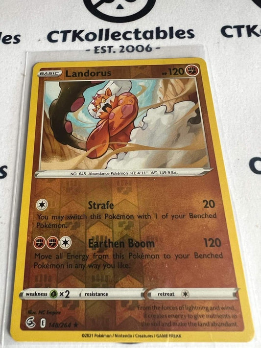 Landorus Reverse Holo Rare Card #148/264 2021 Sword & Shield Fusion Strike Pokemon Card