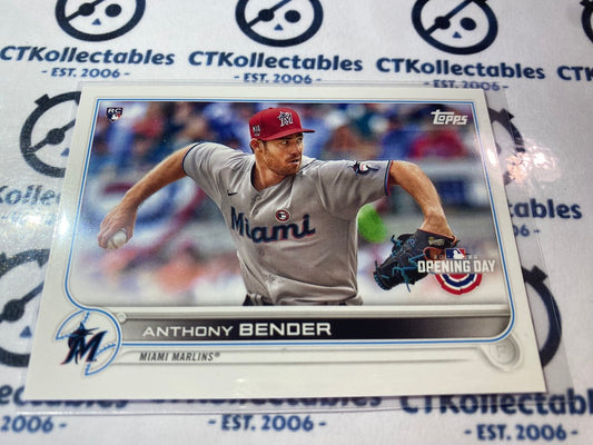 2022 Topps Opening Day Baseball Anthony Bender Rookie card RC #105 Marlins
