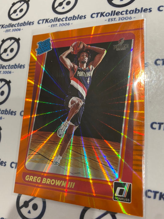 2021-22 NBA Donruss Orange Laser Greg Brown III Rated Rookie #245 Trail blazers