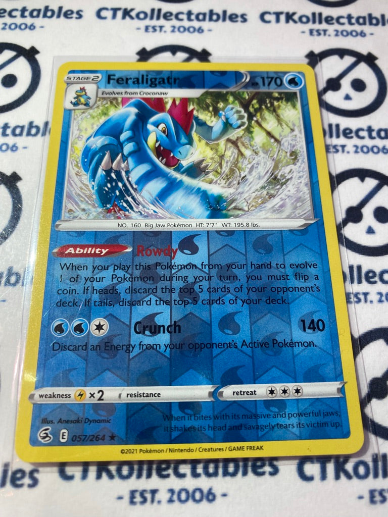 Feraligatr Reverse Holo #057/264 2021 Sword & Shield Fusion Strike Pokemon Card