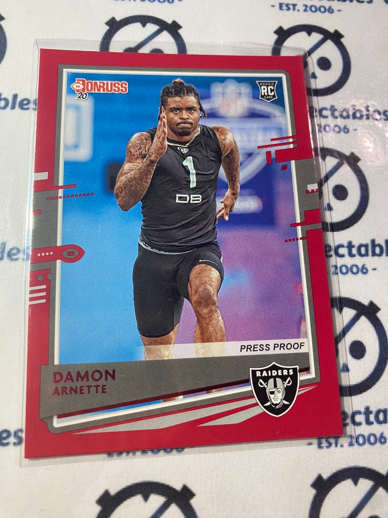 2020 Panini NFL Donruss Damon Arnette Press Proof Red Rookie RC #256 Raiders