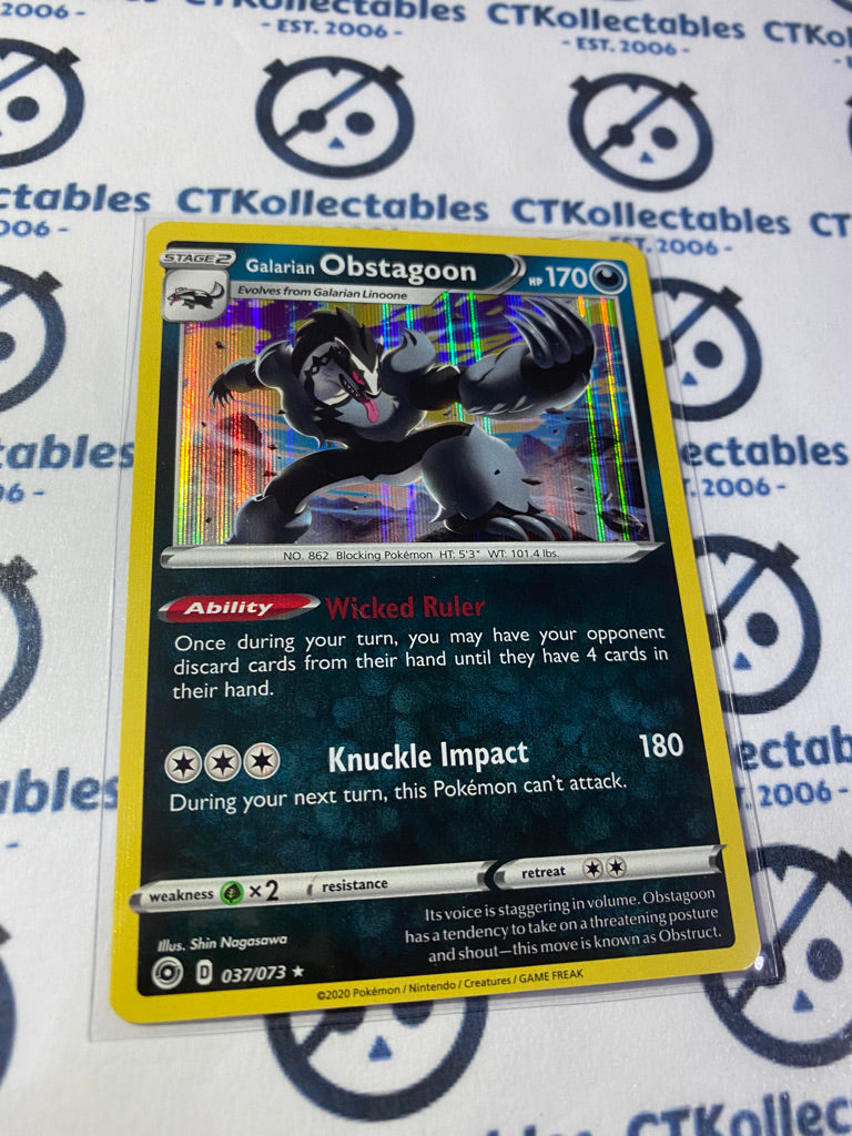Galarian Obstagoon #037/073 Holo Rare Pokmon Card Champions Path CTKollectables Galarian Obstagoon #037/073 Holo Rare Pokmon Card Champions Path CTKollectables