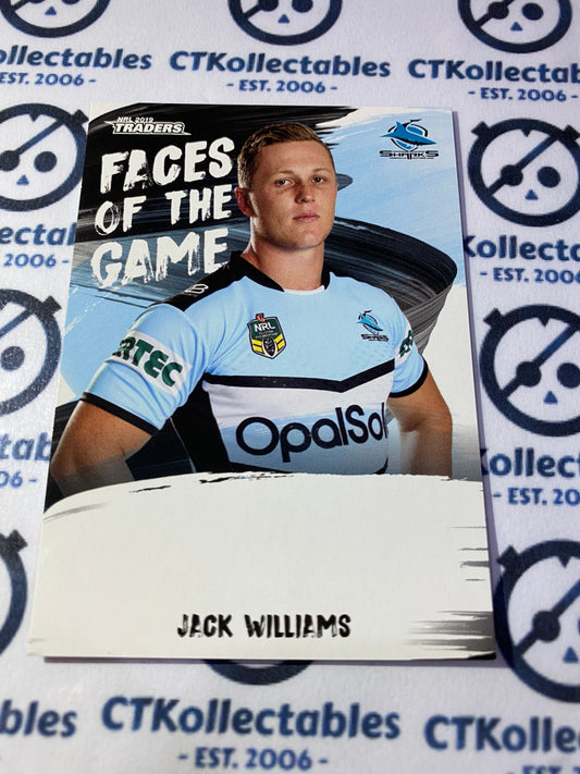 2019 NRL Traders Faces Of The Game Jack WIlliams  FG16/64 Sharks
