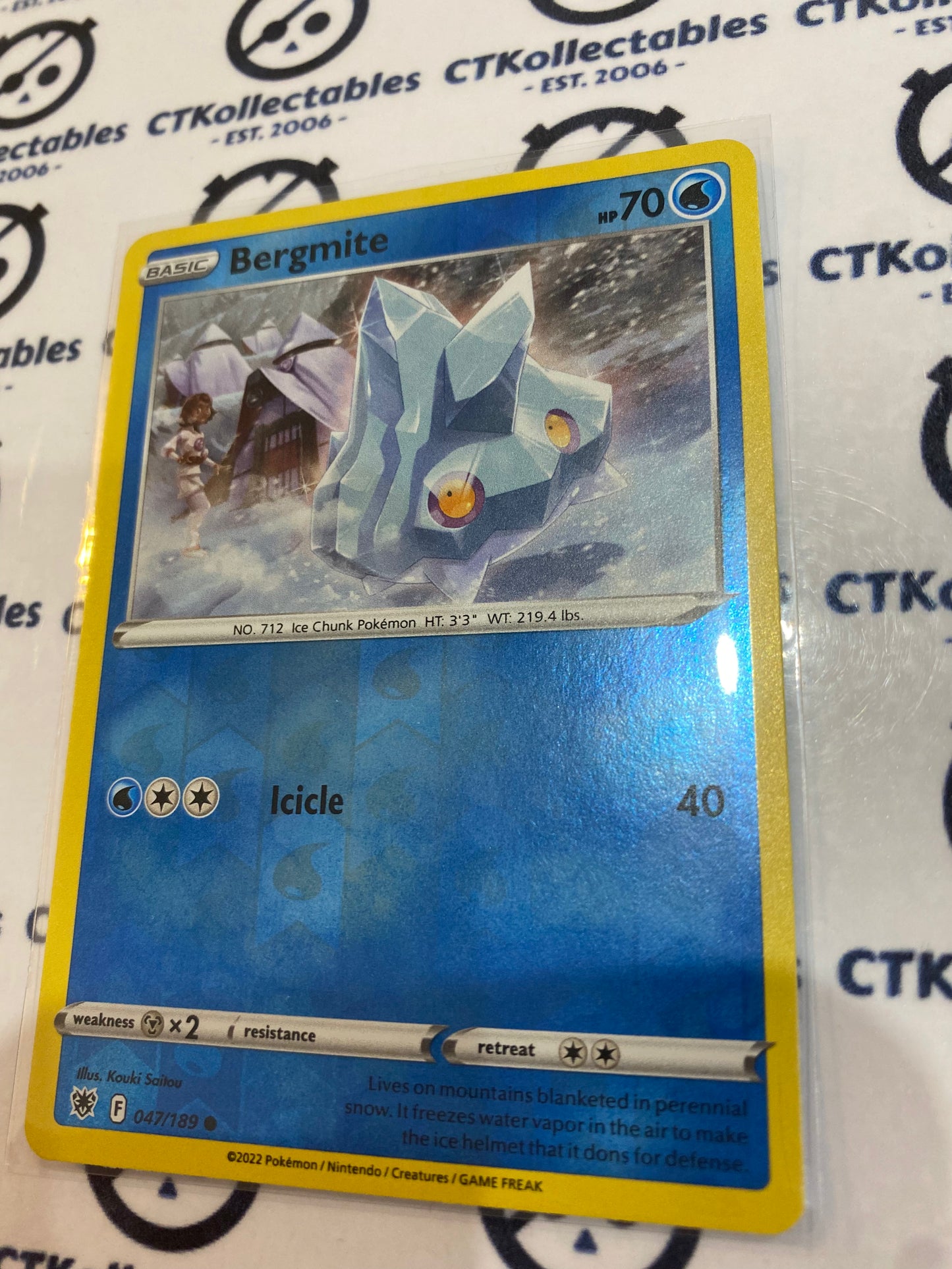 Bergmite Reverse Holo #047/189 2022 Sword & Shield Astral Radiance Pokemon Card