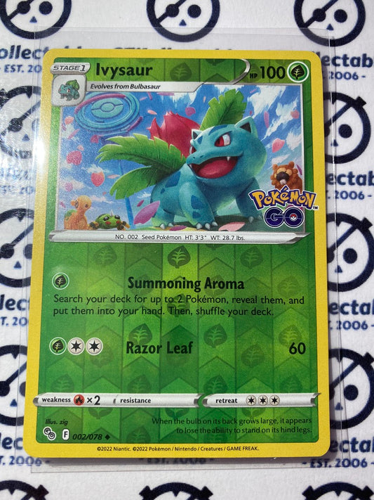 Ivysaur Reverse Holo Card #002/078 2022 Sword & Shield Pokemon Go Pokemon Card