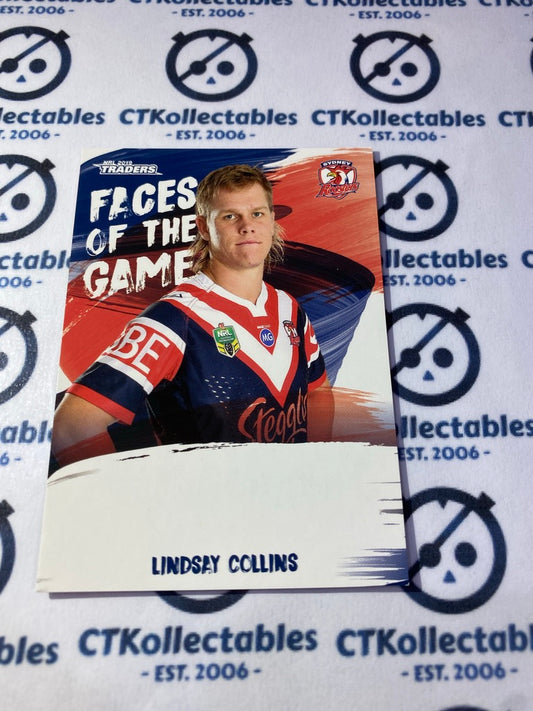 2019 NRL Traders Faces Of The Game Lidsay Collins FG53/64 Roosters