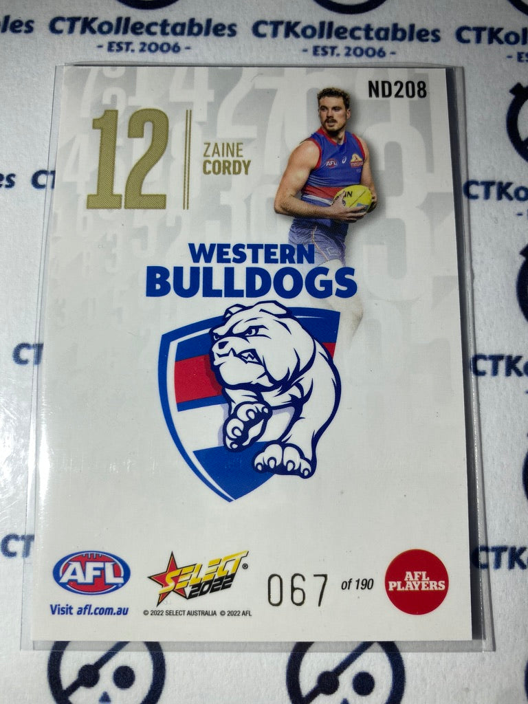 2022 AFL Footy Stars Numbers Day - Zaine Cordy ND208 #067/190