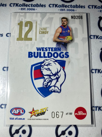 2022 AFL Footy Stars Numbers Day - Zaine Cordy ND208 #067/190