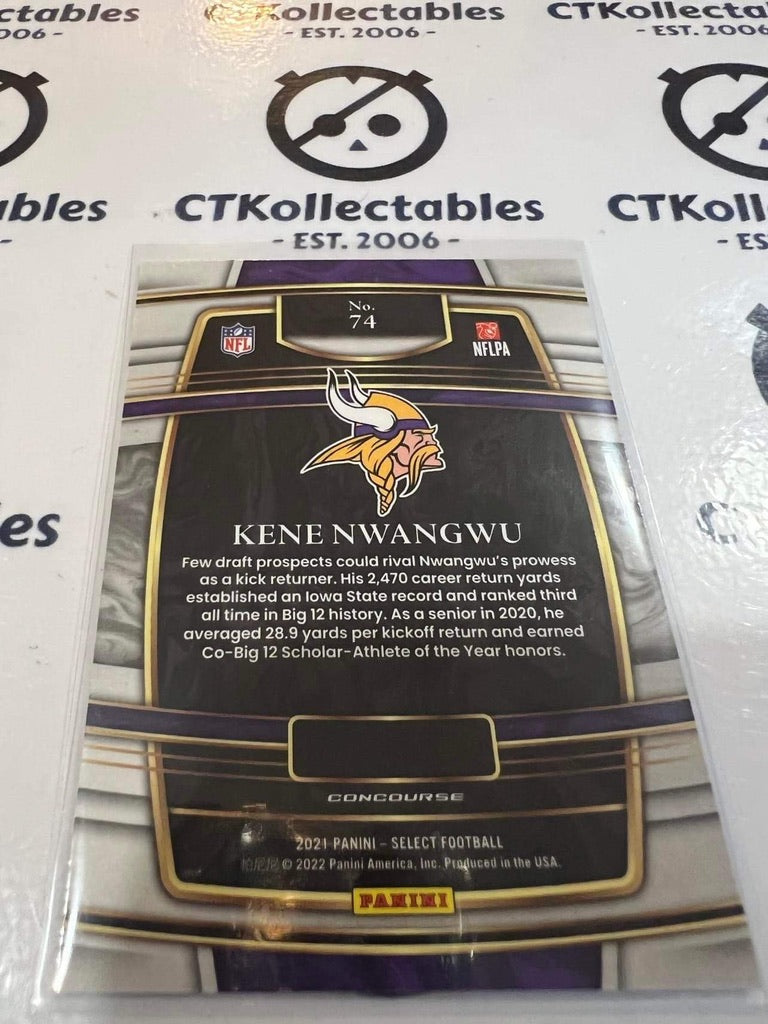 2021 NFL Panini Select Kene Nwangwu Concourse Rookie RC #74 Vikings