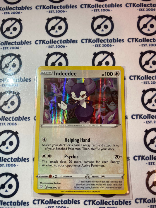 Indeedee Holo Rare #056/072 Ultra Rare Shining Fates Pokemon Card