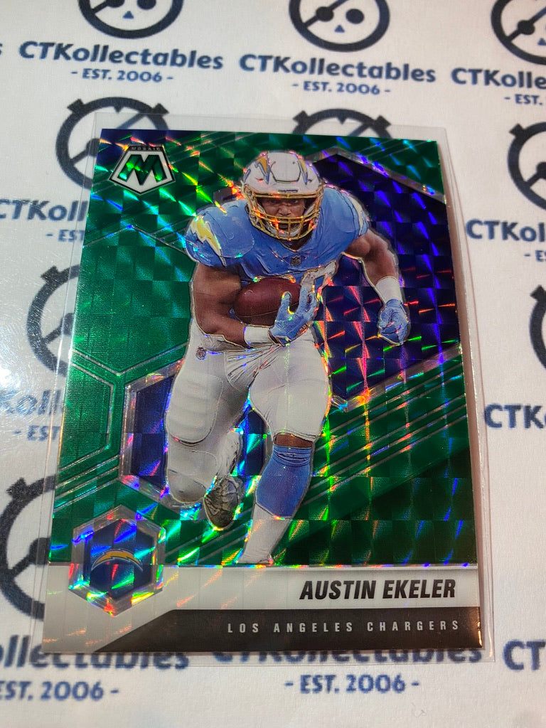 2021 Panini NFL Mosaic Austin Ekeler Green Mosaic Prizm #114 Chargers