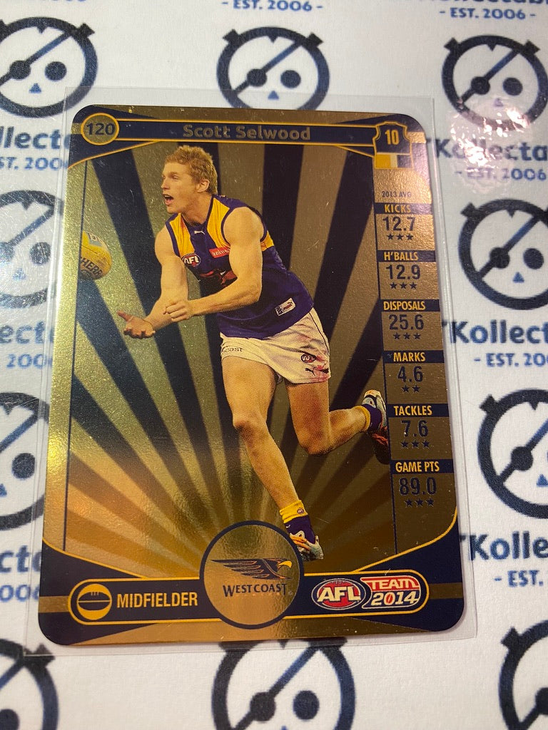 2014 AFL Teamcoach Gold Card #120 Scott Selwood Eagles