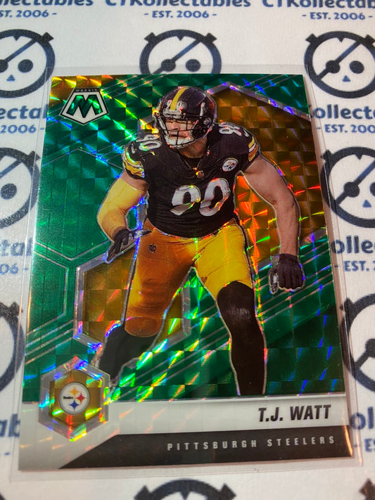 2021 Panini NFL Mosaic T.J Watt Green Mosaic Prizm #172 Steelers