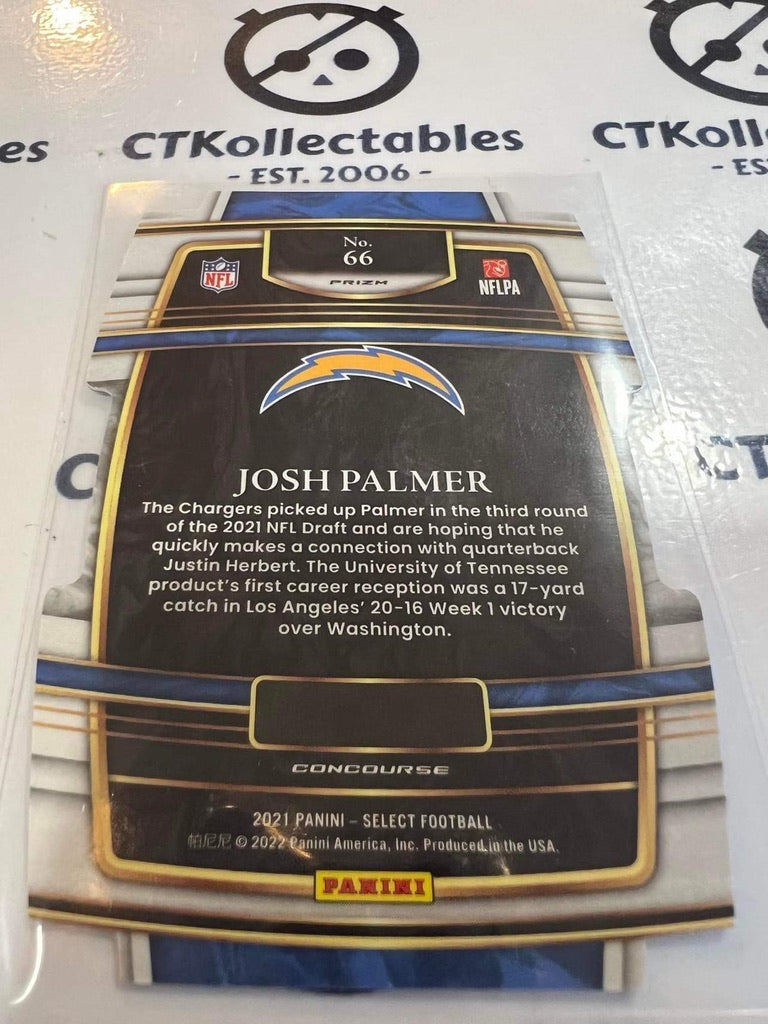 2021 NFL Panini Select Josh Palmer Concourse RC Prizm Black & Gold #66 Chargers