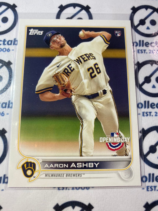 2022 Topps Opening Day Baseball Aaron Ashby Rookie card RC #119 Brewers