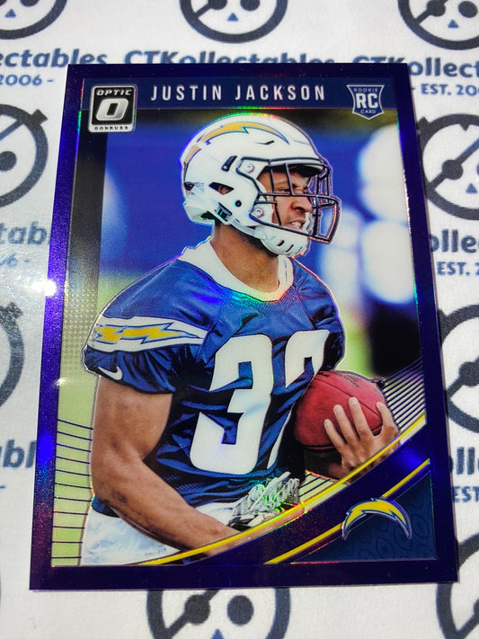 2018 NFL Donruss Optic Justin Jackson Purple Holo Prizm #111 RC Chargers