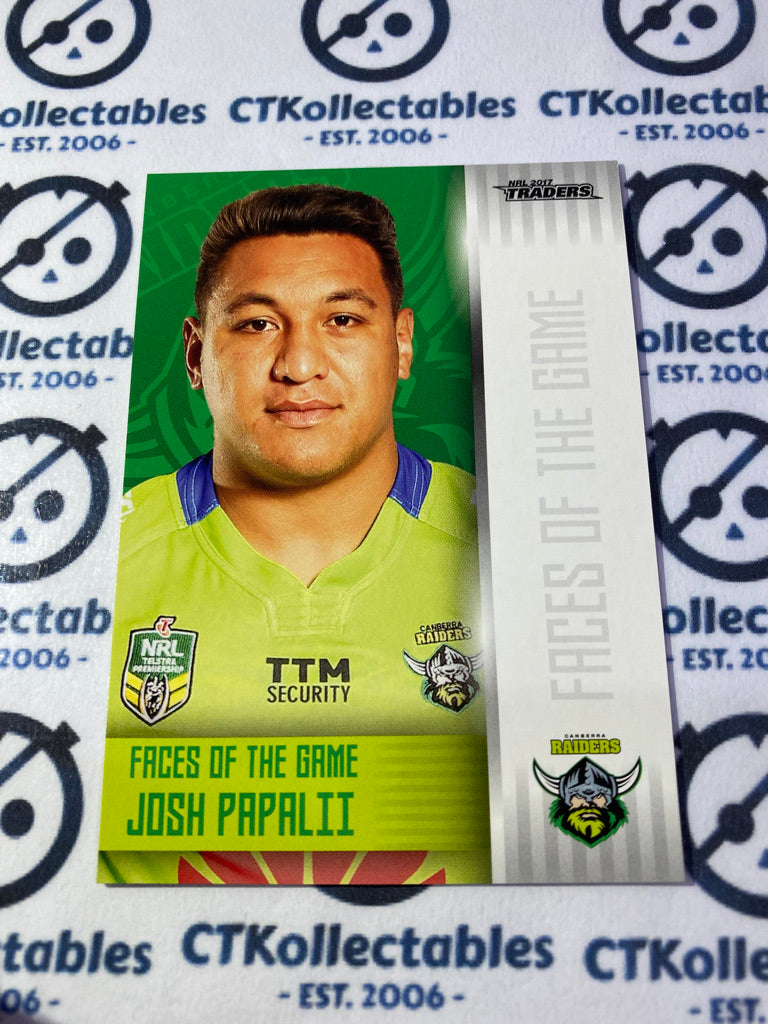 2017 NRL Traders Face Of The Game Josh Papalii FG4/48 Raiders