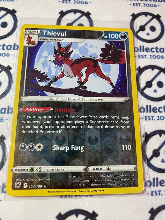 Thievul #104/189 Reverse Holo 2022 Sword & Shield Astral Radiance Pokemon Card