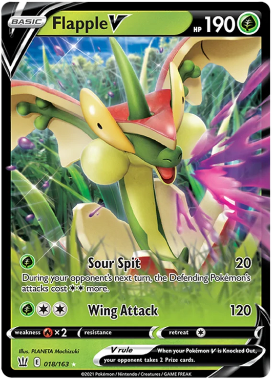 Flapple V Ultra Rare #018/163 Pokemon Sword & Shield Battle Styles