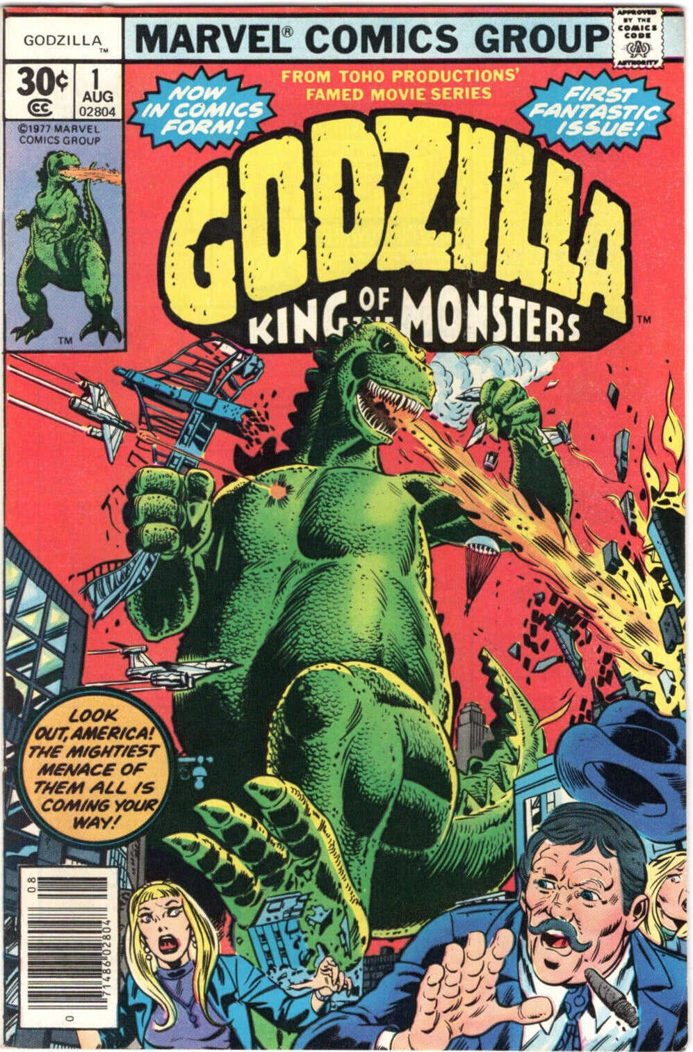 GODZILLA # 1  KING OF THE MONSTERS MARVEL COMICS  F \ VF  COMIC BOOK 1977