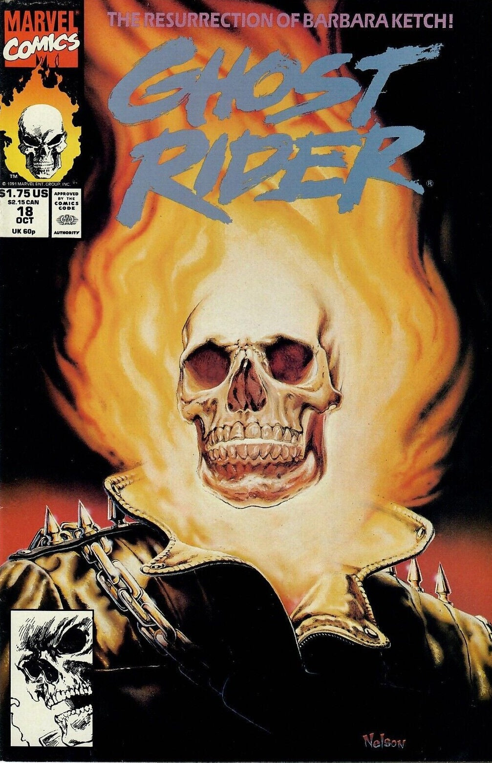 GHOST RIDER # 18  MARVEL COMIC BOOK 1991