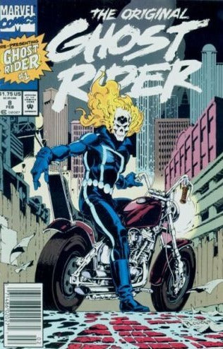 GHOST RIDER # 8 RE-PRESENTING GHOST RIDER # 1 NEWS STAND  MARVEL COMIC BOOK   1993