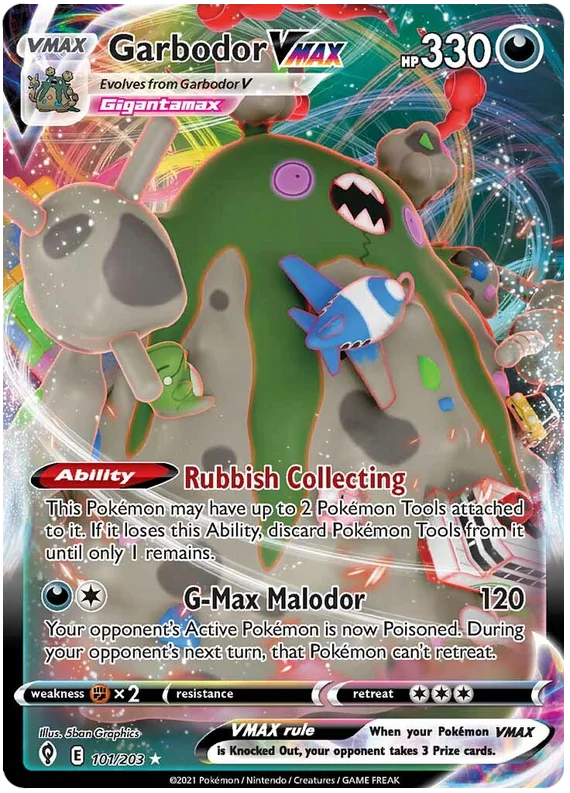 Garbodor Vmax #101/203 Ultra Rare Pokémon Card Evolving Skies