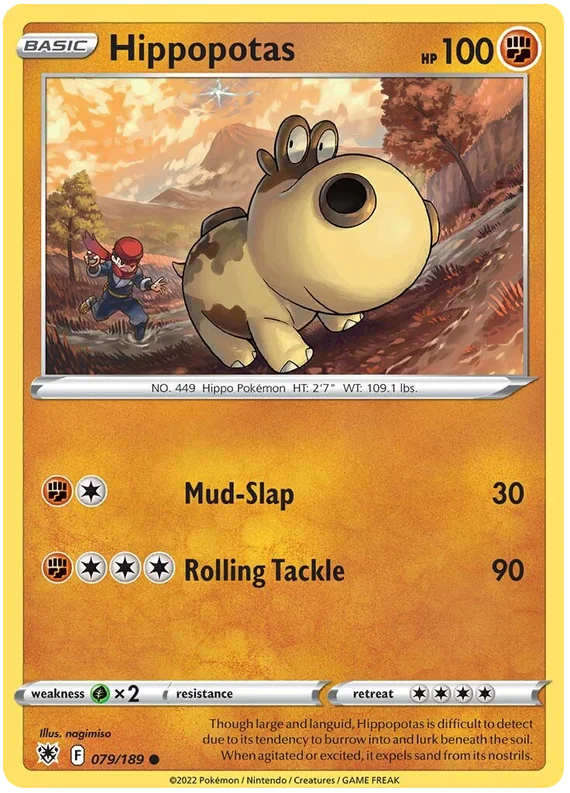 Hippopotas Base Card #079/189 2022 Sword & Shield Astral Radiance Pokemon Card