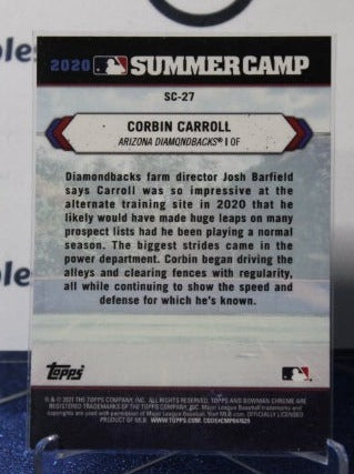 2021 BOWMAN CHROME BASEBALL CORBIN CARROLL # SC-27 ARIZONA DIAMONDBACKS