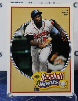 1991 UPPER DECK BASEBALL HEROES  HANK AARON # 19 ATLANTA BRAVES  BASEBALL CARD