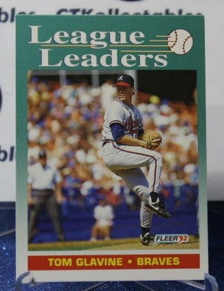 1992 FLEER LEAGUE LEADERS TOM GLAVINE # 694  ATLANTA BRAVES  BASEBALL