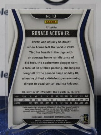 2020 PANINI CERTIFIED BASEBALL RONALD ACUNA JR. # 13  ATLANTA BRAVES