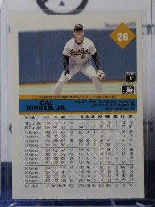 1992 FLEER BASEBALL CAL RIPKEN JR. # 26  BALTIMORE ORIOLES