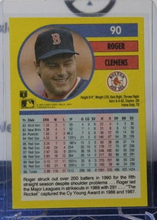 1991 FLEER BASEBALL ROGER CLEMENS # 90 BOSTON RED SOX