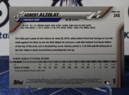 2020 TOPPS  ADBERT  ALZOLAY # 340 ROOKIE CHICAGO CUBS  BASEBALL