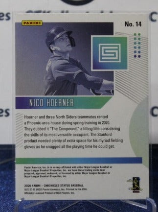 2020 PANINI CHRONICLES STATUS NICO HOERNER # 14 ROOKIE CHICAGO CUBS  BASEBALL