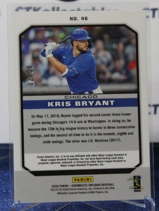 2020 PANINI CHRONICLES OBSIDIAN  KRIS BRYANT # 48 REFRACTOR 02/50 CHICAGO CUBS  BASEBALL