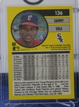 1991 FLEER SAMMY SOSA # 136 CHICAGO WHITE SOX  BASEBALL
