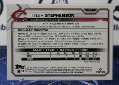 2021 BOWMAN CHROME TYLER STEPHENSON  # 87 ROOKIE  CINCINNATI REDS BASEBALL