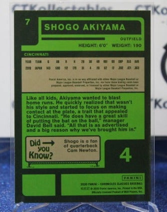 2020 TOPPS CLASSIC SHOGO AKIYAMA  # 7 ROOKIE CINCINNATI REDS BASEBALL
