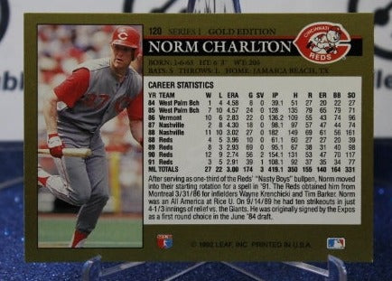 1992 LEAF BLACK/GOLD NORM CHARLTON # 120 CINCINNATI REDS BASEBALL