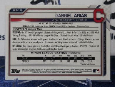 2021 BOWMAN CHROME PROSPECTS GABRIEL ARIAS # BCP-172 CLEVELAND INDIANS BASEBALL