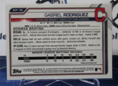 2021 BOWMAN CHROME PROSPECTS GABRIEL RODRIGUEZ # BCP-180 CLEVELAND INDIANS BASEBALL